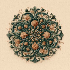 Elegant and detailed Islamic arabesque pattern featuring stylized floral motifs and flowing organic lines for cultural art and decoration