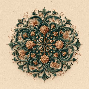 Elegant and detailed Islamic arabesque pattern featuring stylized floral motifs and flowing organic lines for cultural art and decoration