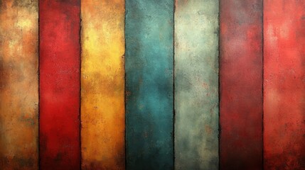 Abstract Vertical Stripes of Textured Paint in Warm and Cool Tones with Speckled Detail