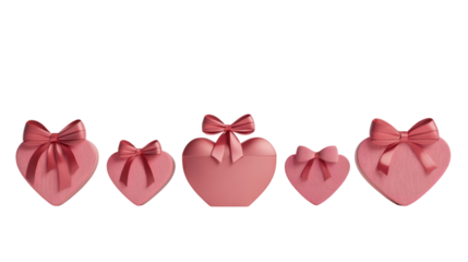 Valentine's day heart shaped gift boxes, love themed, isolated on transparent background
