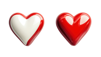 Valentine's day, love hearts, 3d render, isolated on transparent background