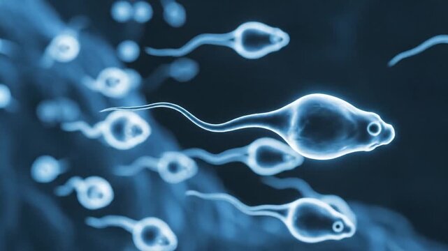 Swimming Sperm Cells Reproduction Concept Science Background