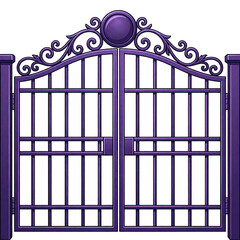 Elegant Purple Wrought Iron Gate with Ornate Design