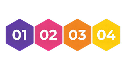 Four Colorful Hexagons with Numbers