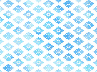 花菱文様　ブルー　水彩のにじみが美しい和柄の背景