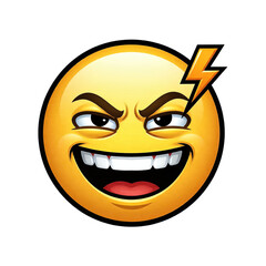 Grinning emoji face with lightning bolt