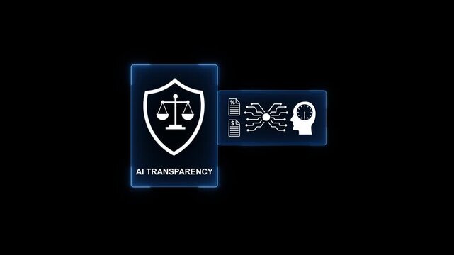 A I Transparency Concept with Scale of Justice and Brain ai transparency artificial intelligence fairness