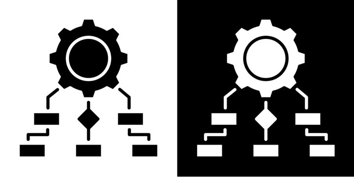Process Mapping Icon Set White Glyph Style Collection
