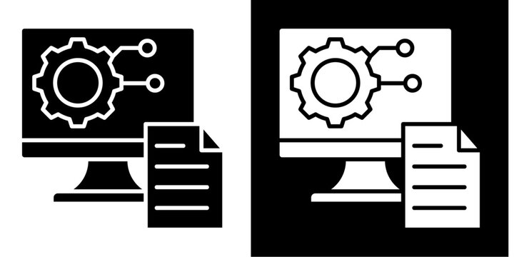 Automation Script Icon Set White Glyph Style Collection
