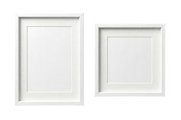 Two empty white photo frames isolated