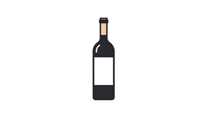 Minimalist black wine bottle with a blank white label on a plain white background