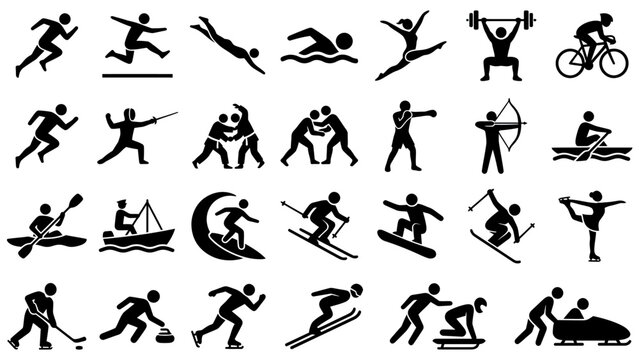 Olympic Sports Silhouette Icon Set Summer Winter