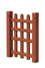 Wooden picket fence section with pointed pickets