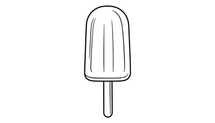 Minimalist drawing of a popsicle with a rounded top and vertical lines, centered on a white background