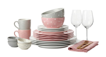 Stylish Dinnerware Set: Plates, Bowls, Mugs & Wine Glasses