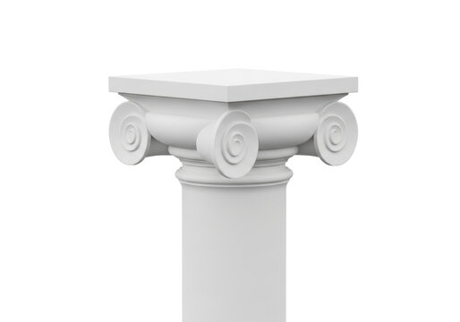 transparent classical column capital (abacus/echinus) isolated against a transparent background with expansive copy space, ultra realistic studio photo, concept of architectural minimalism