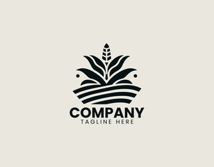Corn field landscape  illustrated as clean black vector logo design