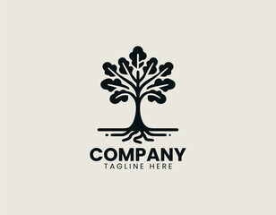 Radish tree plant illustrated as clean black vector logo design