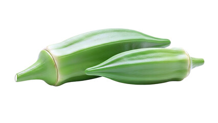 Two Green Okra Pods on a White Background