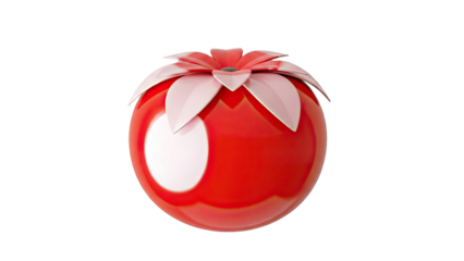 Stylized 3D Render of a Red Tomato with Pink Petals