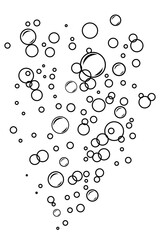 Bubbles of fizzy drink or bubbles in the water from fish doodle hand drawn icon. Outline drawing bubbles in the water.
