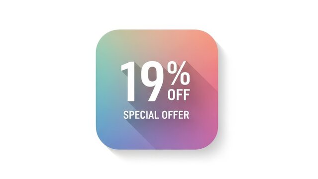 19 Off Special Offer Discount Promotion Button Icon.