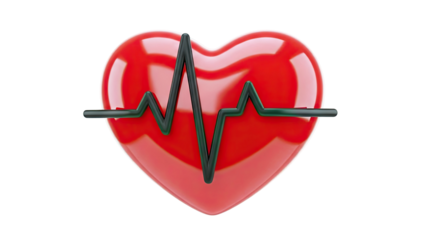 Red Heart with ECG Line