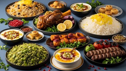 Assorted Middle Eastern Cuisine on Display