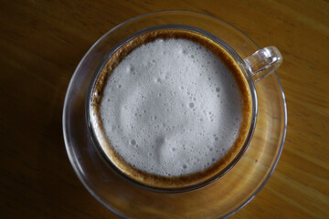 cup of hot cappuccino coffee