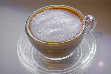 cup of hot cappuccino coffee