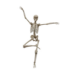 Skeleton practicing yoga pose in a peaceful stance