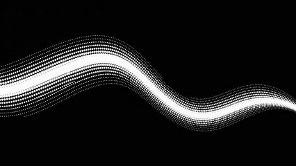A white, textured, wavy light trail glowing against a dark, abstract background.