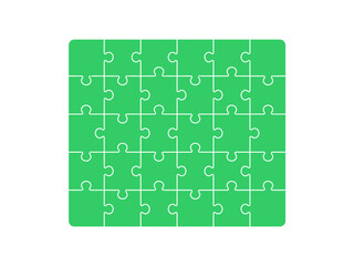 Green Jigsaw Puzzle Vector Illustration 30 Pieces Connected for Business Solution and Teamwork Concept
