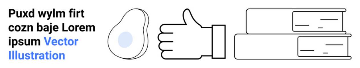 Obraz premium Education, recognition, digital content, approval, knowledge, teaching. A thumbs-up, stacked books abstract shape. Education and approval symbolism with versatile applications