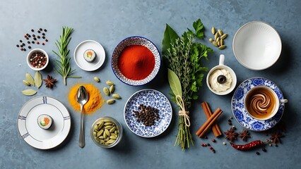 Assorted Tea and Coffee Ingredients on Table