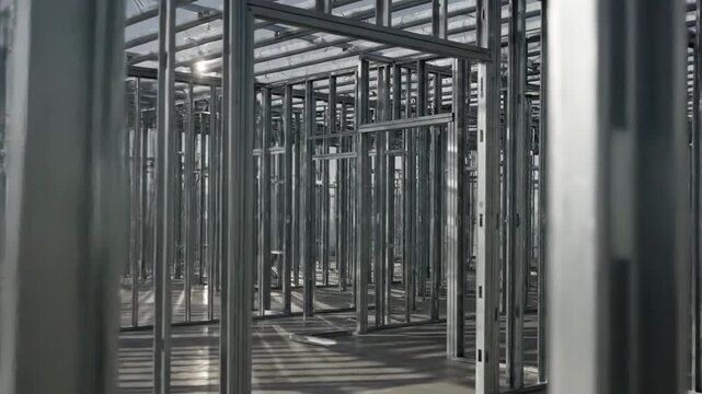 l framework of a building under construction, showcasing the structural support and design.
