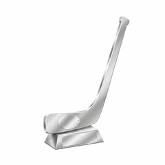 Silver ice hockey stick trophy on metallic pedestal award