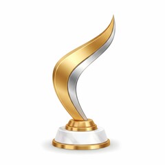 Modern Gold and Silver Flame Trophy Award on Marble Base