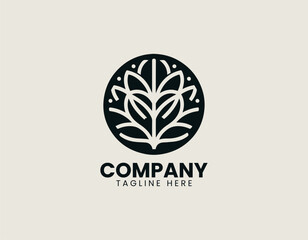 Fototapeta premium Berry fruit cluster with leaves illustrated as modern black vector logo design