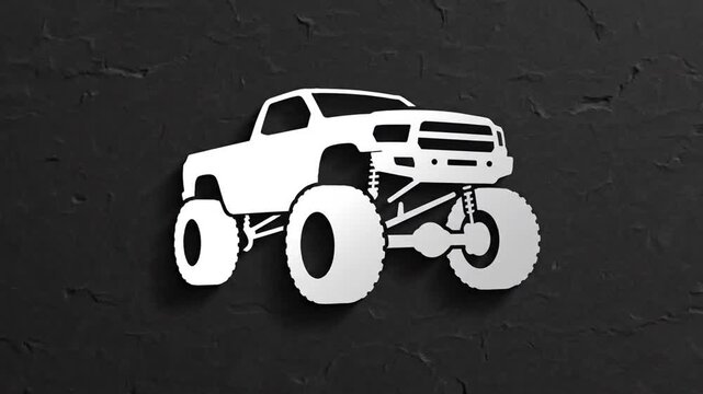 Chalk Drawing Offroad Buggy Sketch Logo on Dark Texture Background