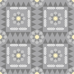 pattern, seamless, quatrefoil, tulip, flower, floral, geometric, moorish, arabesque, minimalist, modern, wallpaper, background, texture, grey, white, pastel, vector, illustration, design, decorative, 