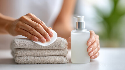Manicure essentials: nail polish remover, acetone, and cotton pads for professional nail care