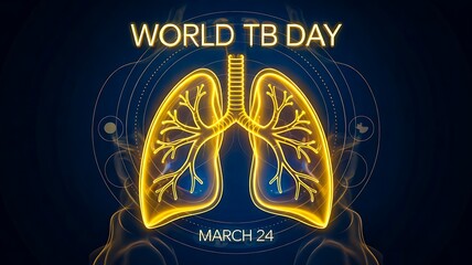 World tuberculosis day medical illustration showing glowing human lungs
