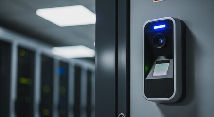 Modern Biometric Access Control System with Fingerprint and Facial Recognition Installed in a Secure Data Center Environment