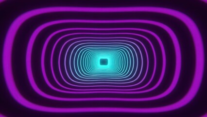A vibrant purple and blue neon tunnel with concentric glowing lines