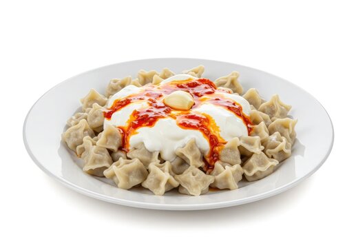 a plate of mant tiny turkish dumplings filled