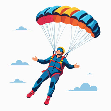 paragliding in the blue sky,skydiving illustration, parachuting vector