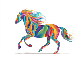 Obraz premium Stylized colorful horse cartoon icon vector isolated on white background