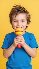 Young Boy Playing with Maracas.