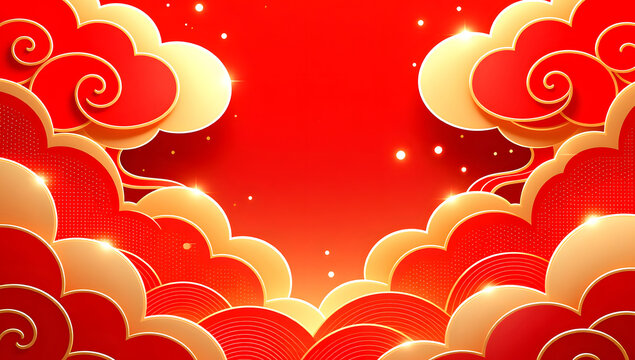 Chinese style auspicious cloud illustration with oriental aesthetics